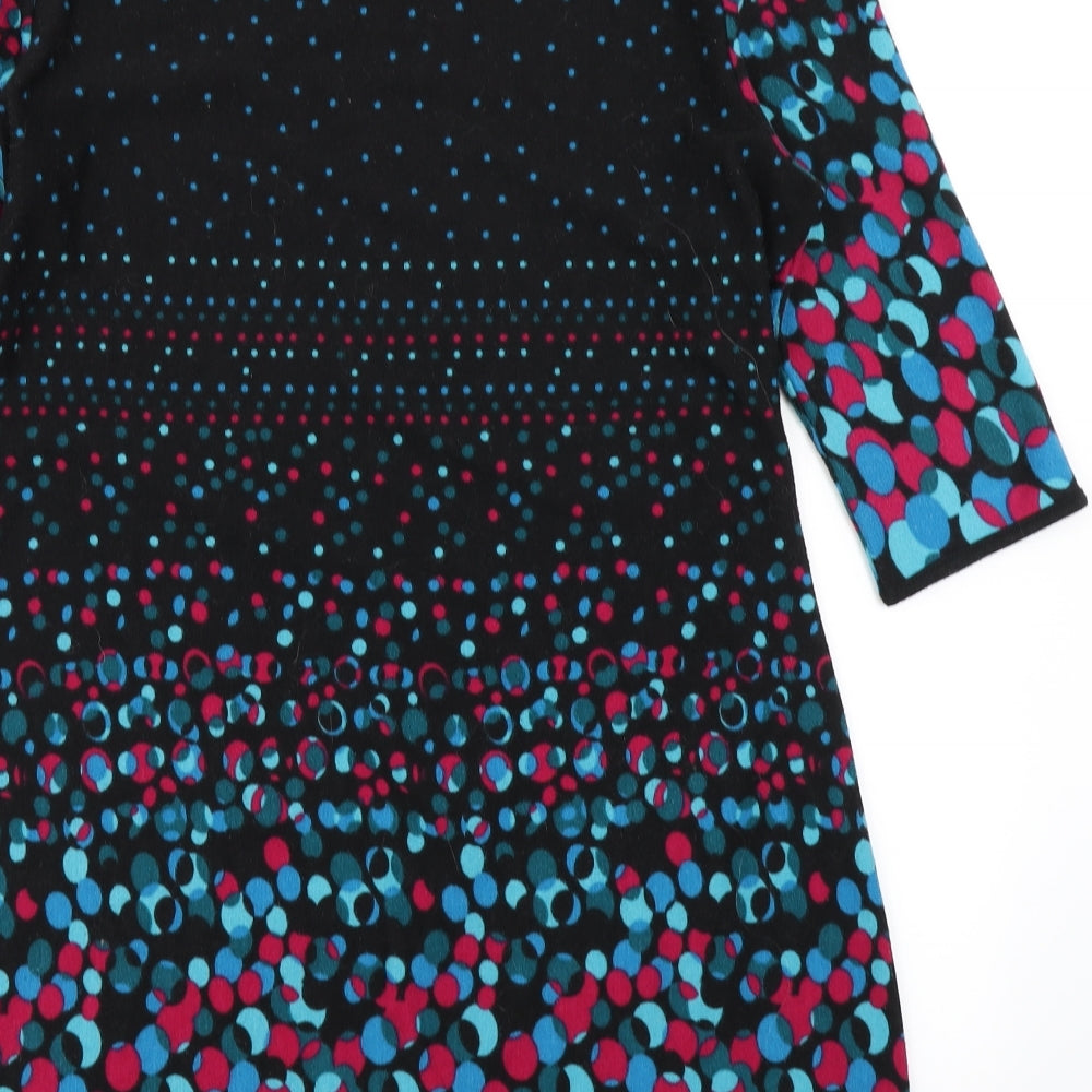Preworn Womens Black Polka Dot Knit Fit & Flare  Size L