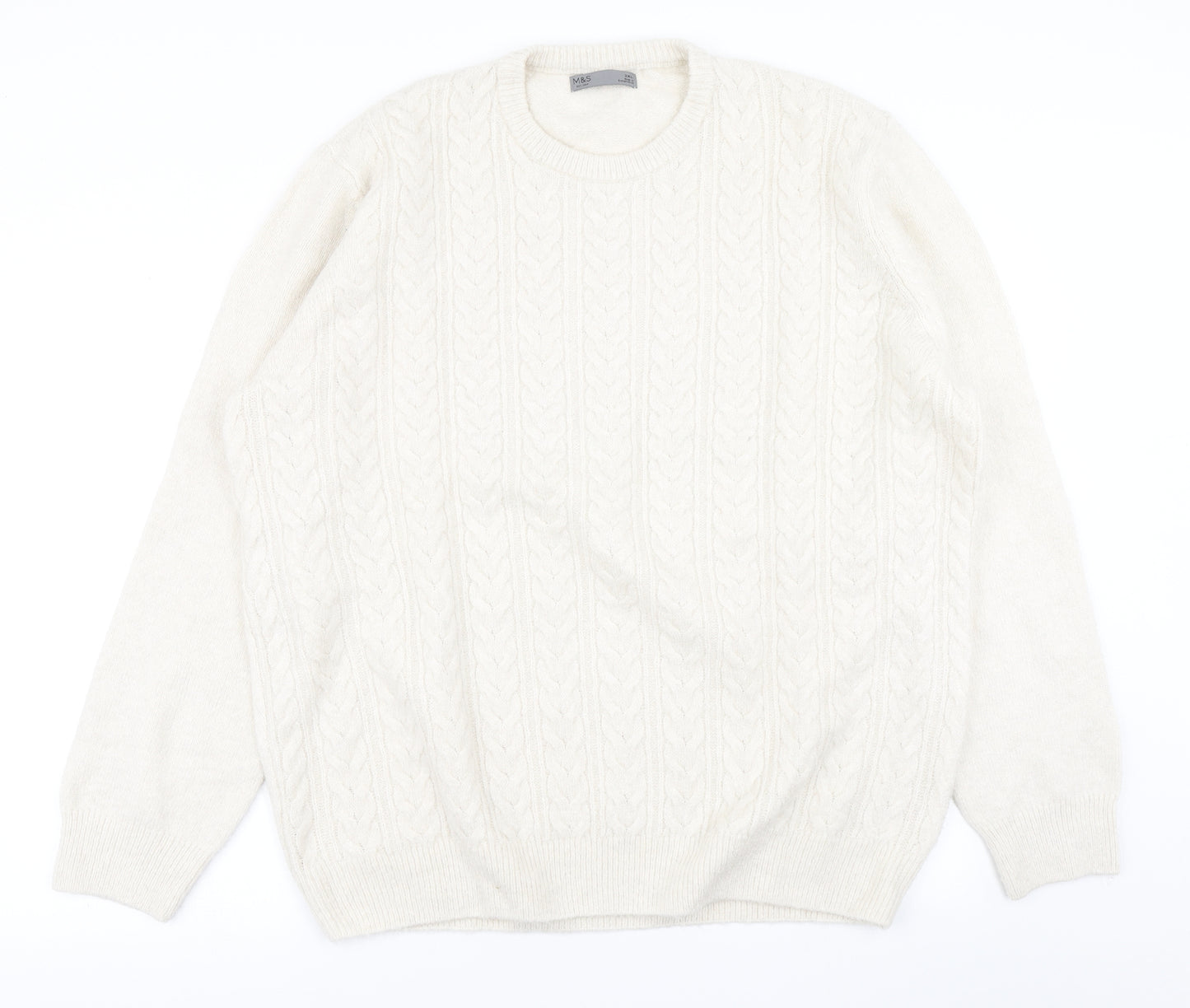 M&S Collection Mens Ivory  Knit Pullover Jumper Size 2XL