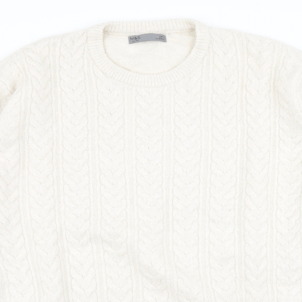 M&S Collection Mens Ivory  Knit Pullover Jumper Size 2XL