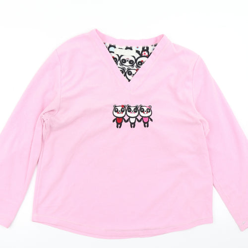 Secret Possesions Womens Pink Solid Fleece Top Pyjama Top Size M