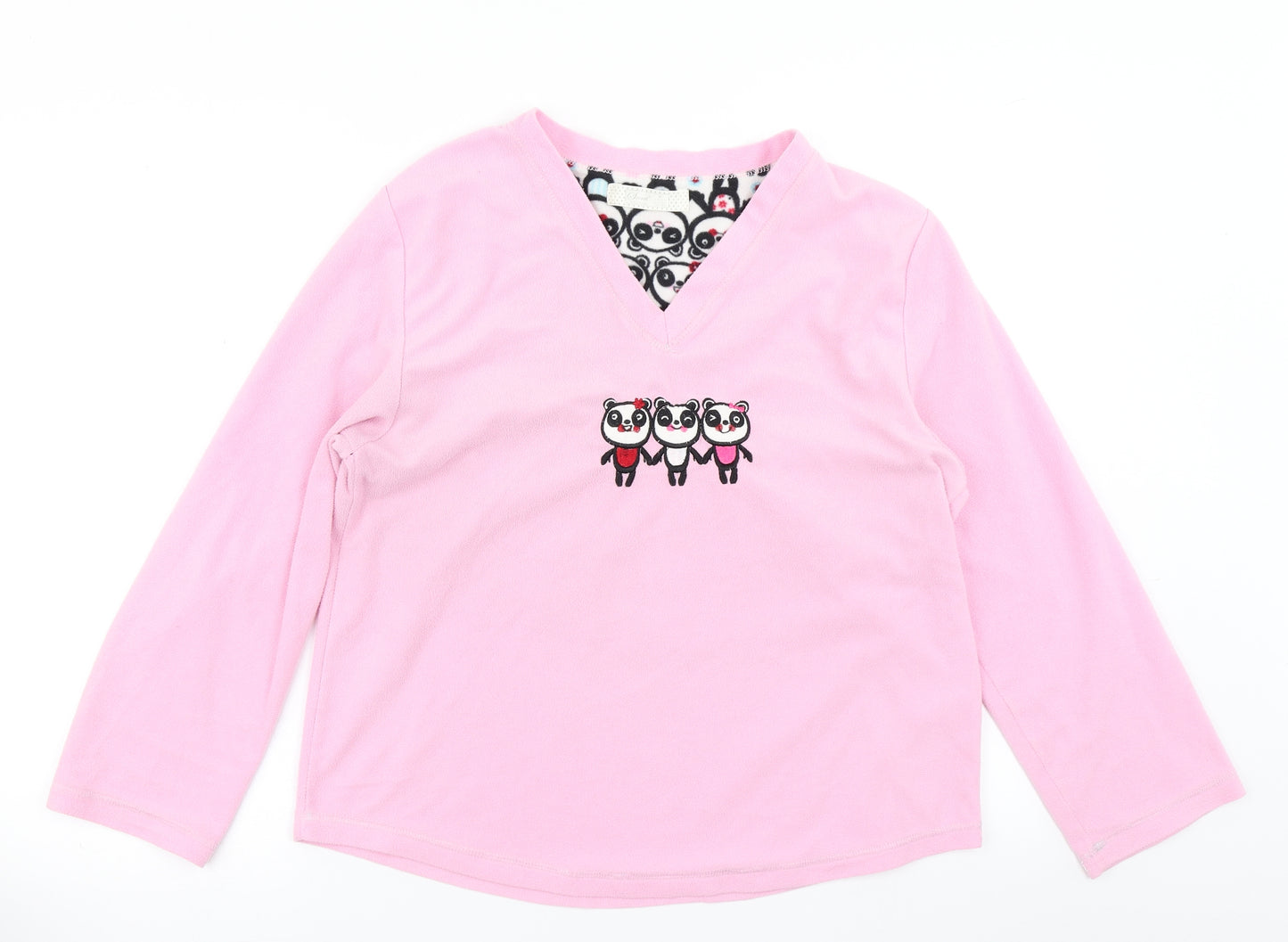 Secret Possesions Womens Pink Solid Fleece Top Pyjama Top Size M