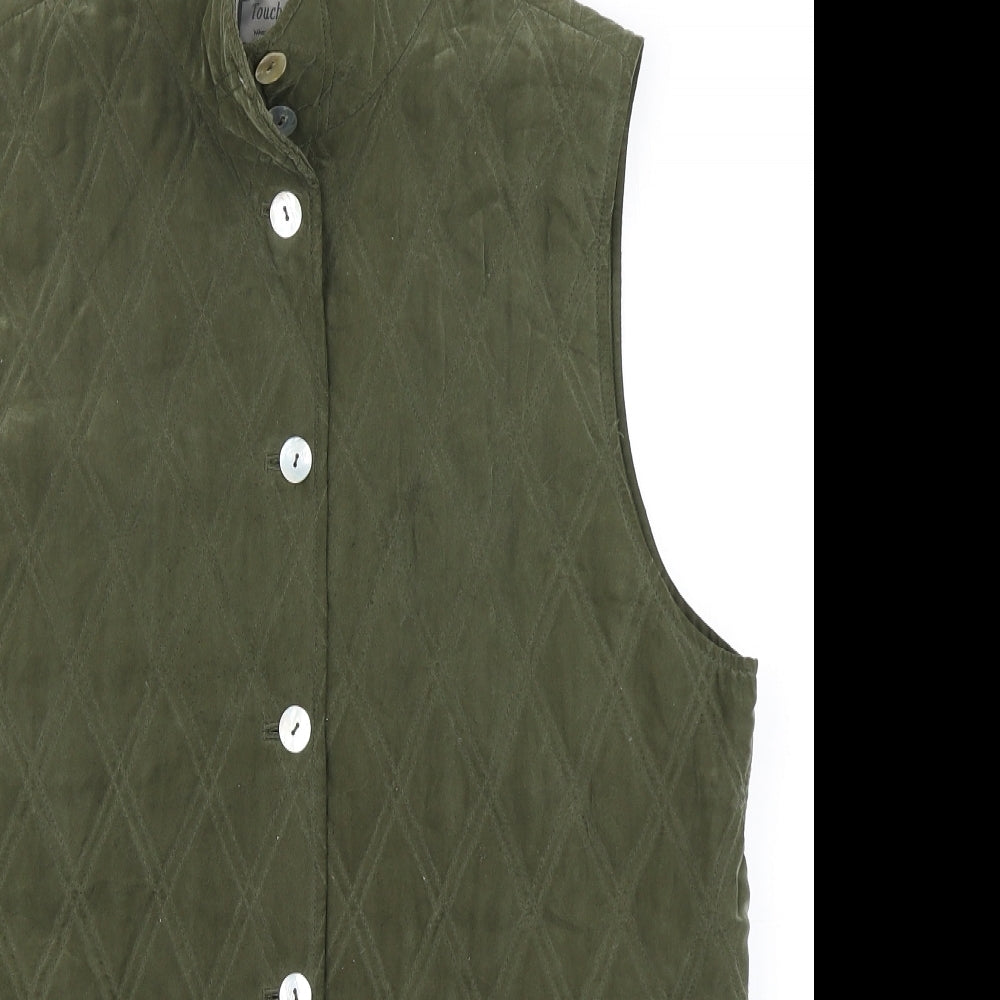 Touch of Silk Womens Green Argyle/Diamond  Gilet Coat Size 12