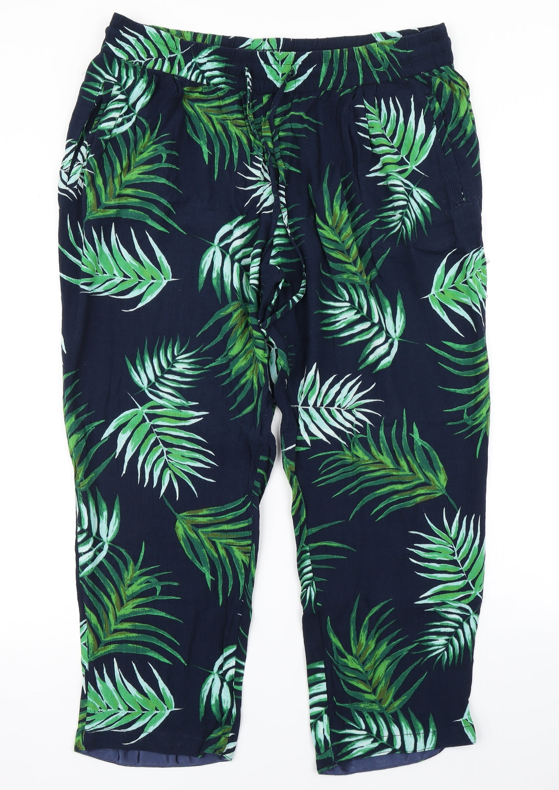 M&S Womens Blue Floral  Harem Trousers Size 14 L24 in