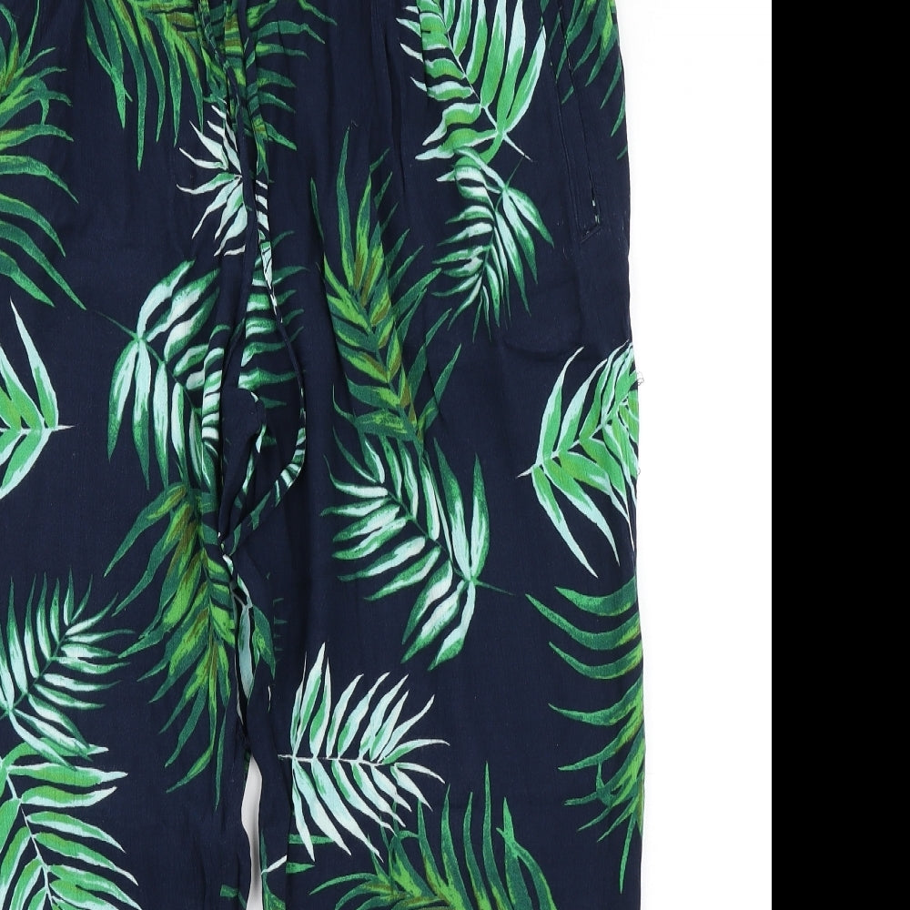 M&S Womens Blue Floral  Harem Trousers Size 14 L24 in