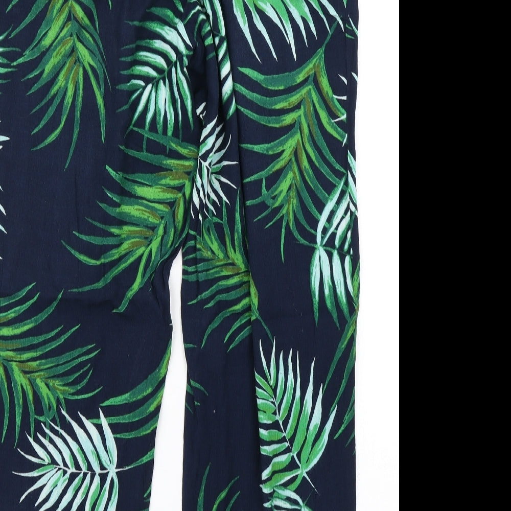 M&S Womens Blue Floral  Harem Trousers Size 14 L24 in
