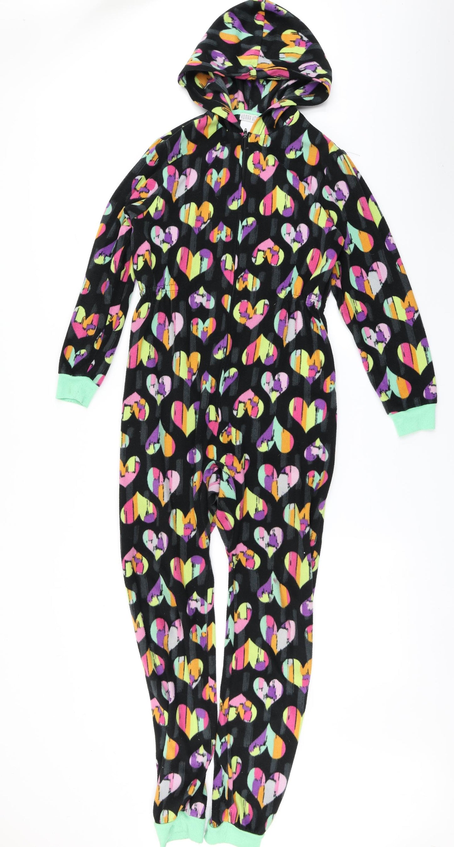 Komar Kids Girls Black Spotted Fleece Top One Piece Size 14 Years  - Heart print