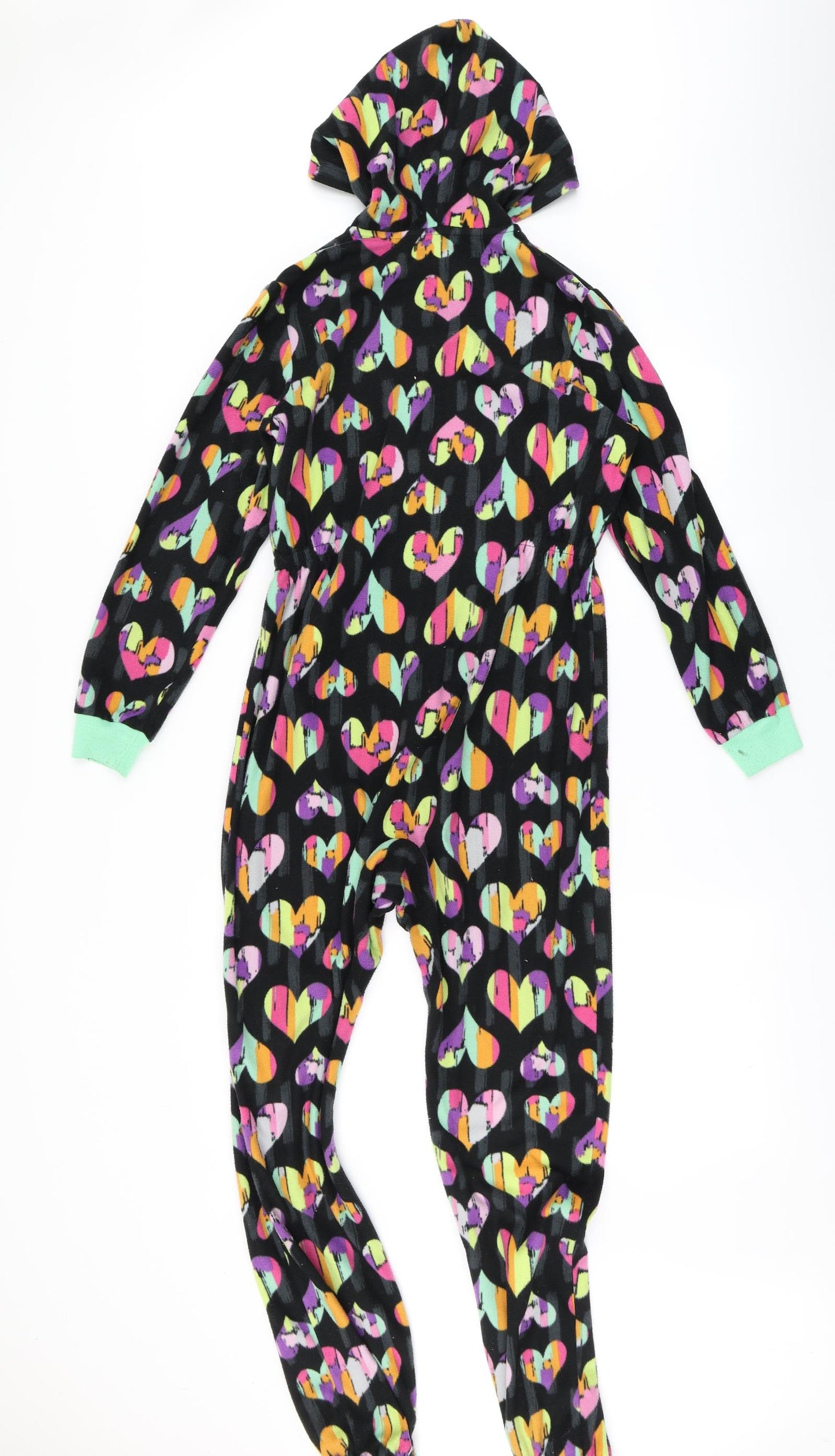 Komar Kids Girls Black Spotted Fleece Top One Piece Size 14 Years  - Heart print