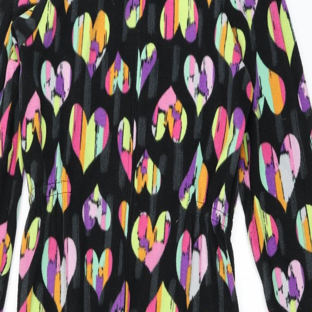 Komar Kids Girls Black Spotted Fleece Top One Piece Size 14 Years  - Heart print