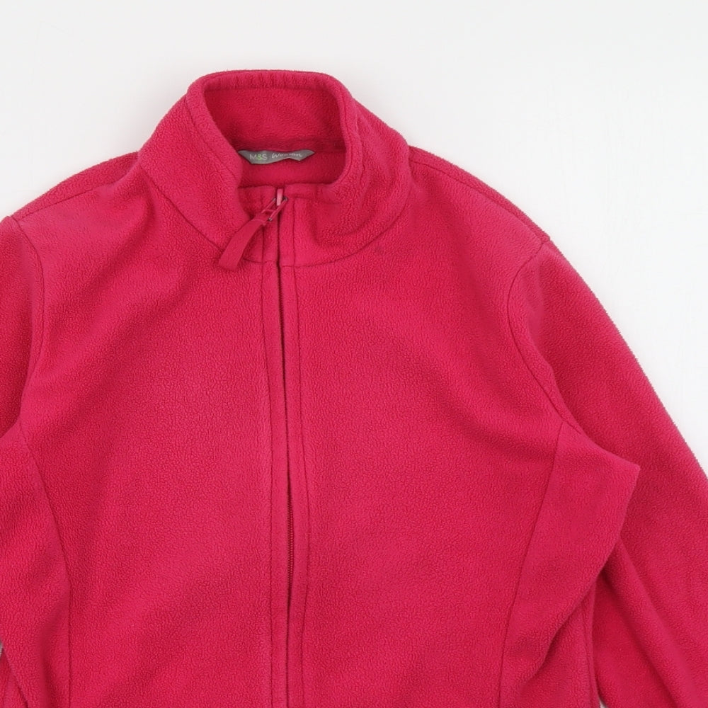 M&S Womens Pink  Fleece Full Zip Sweatshirt Size 8