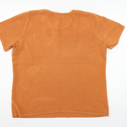 Soon Womens Orange  Knit Pullover Jumper Size 16