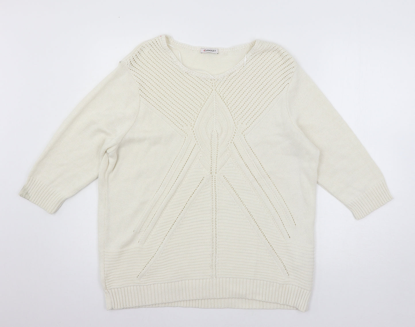 Damart Womens White  Knit Pullover Jumper Size 18
