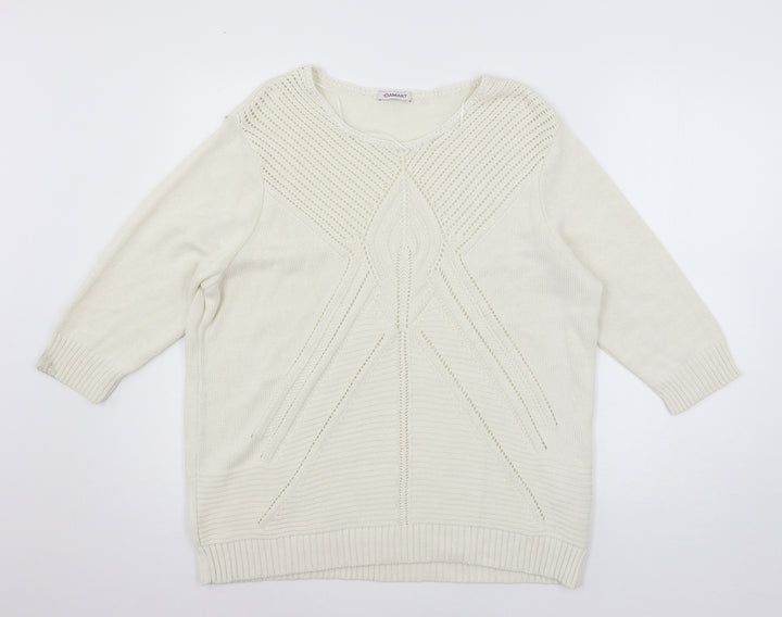 Damart Womens White  Knit Pullover Jumper Size 18