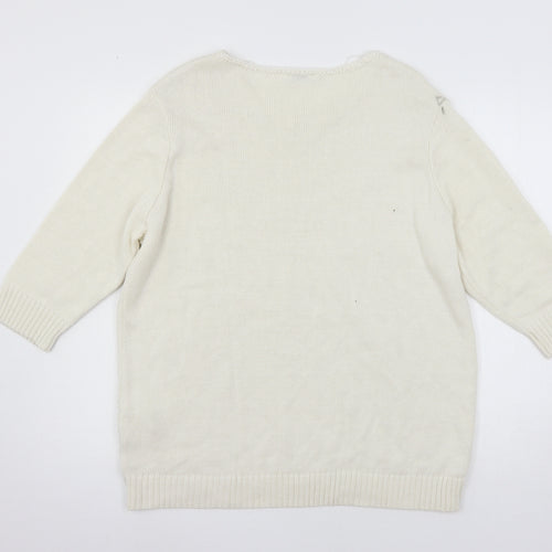 Damart Womens White  Knit Pullover Jumper Size 18