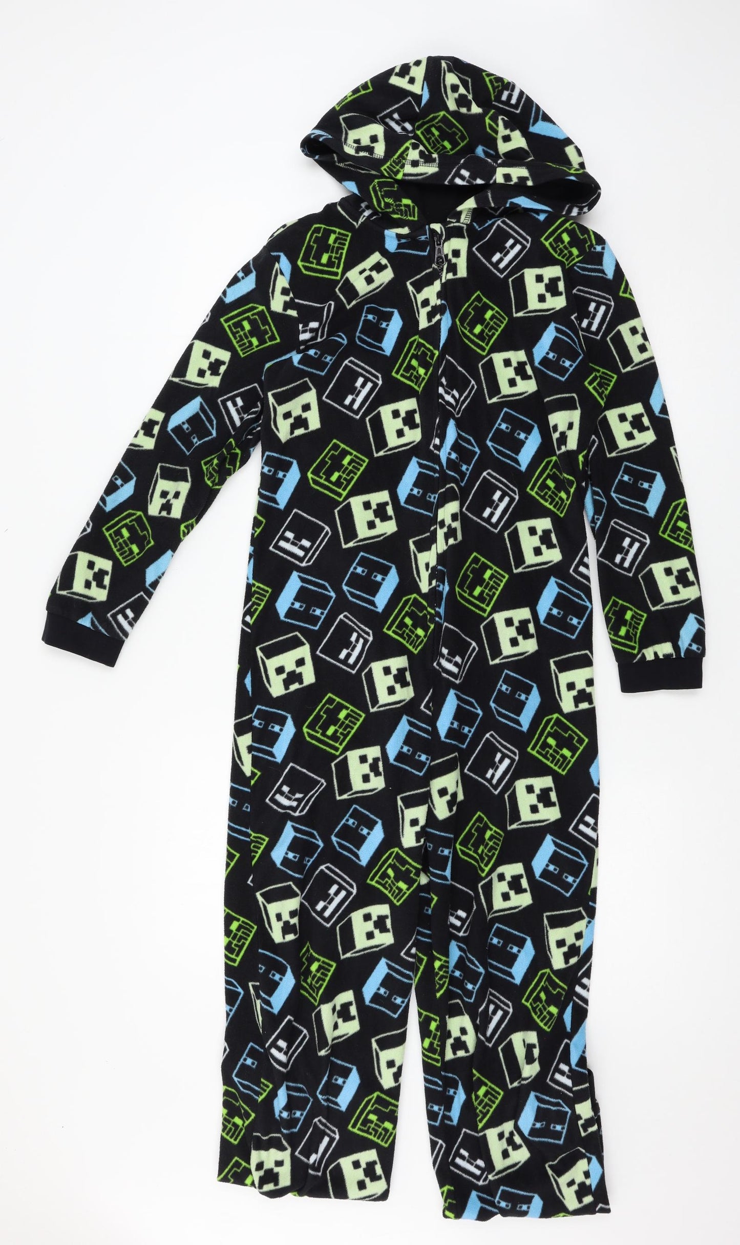 Minecraft Boys Black Geometric Fleece  One Piece Size 12-13 Years  - Minecraft