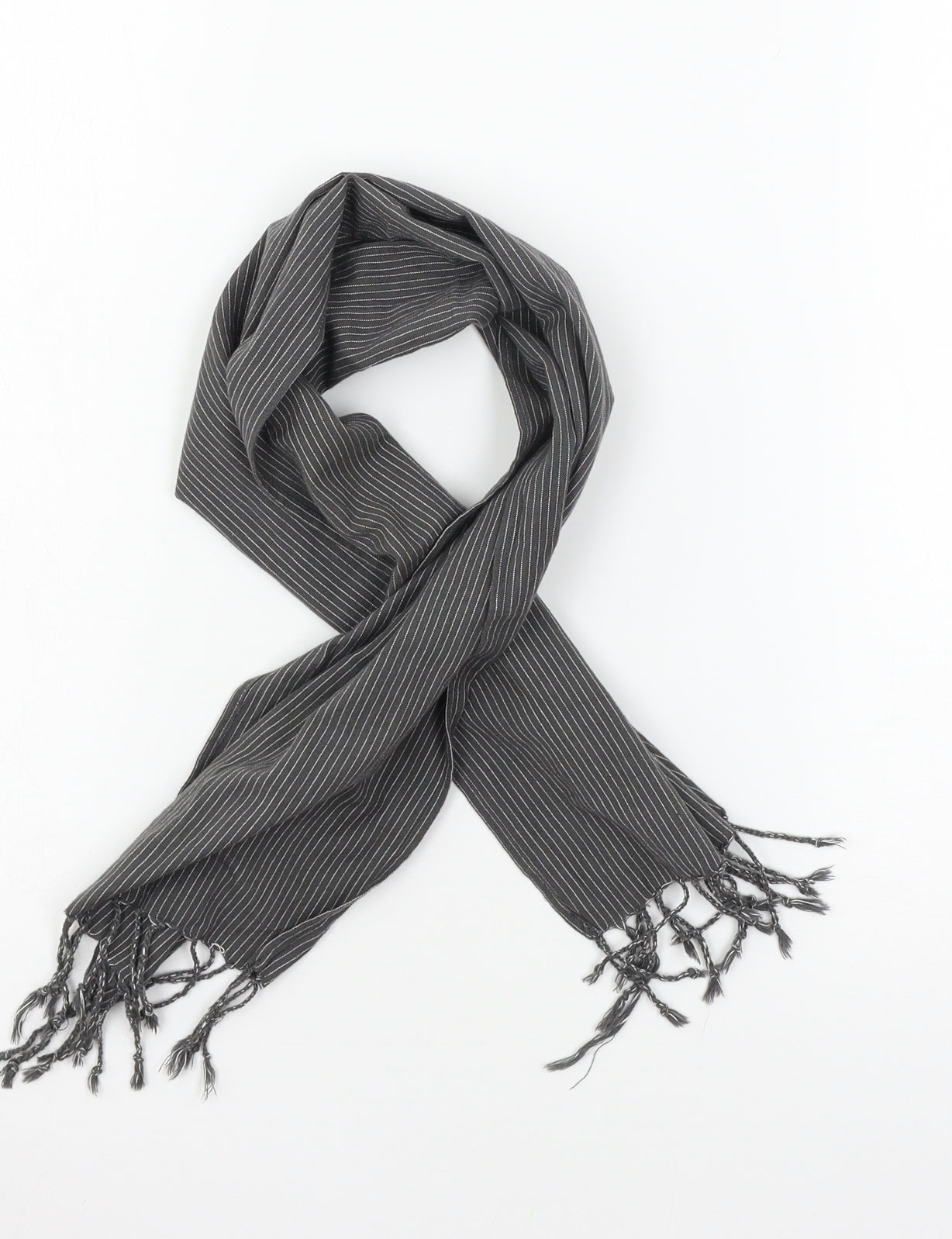 Preworn Womens Grey Striped   Scarf
