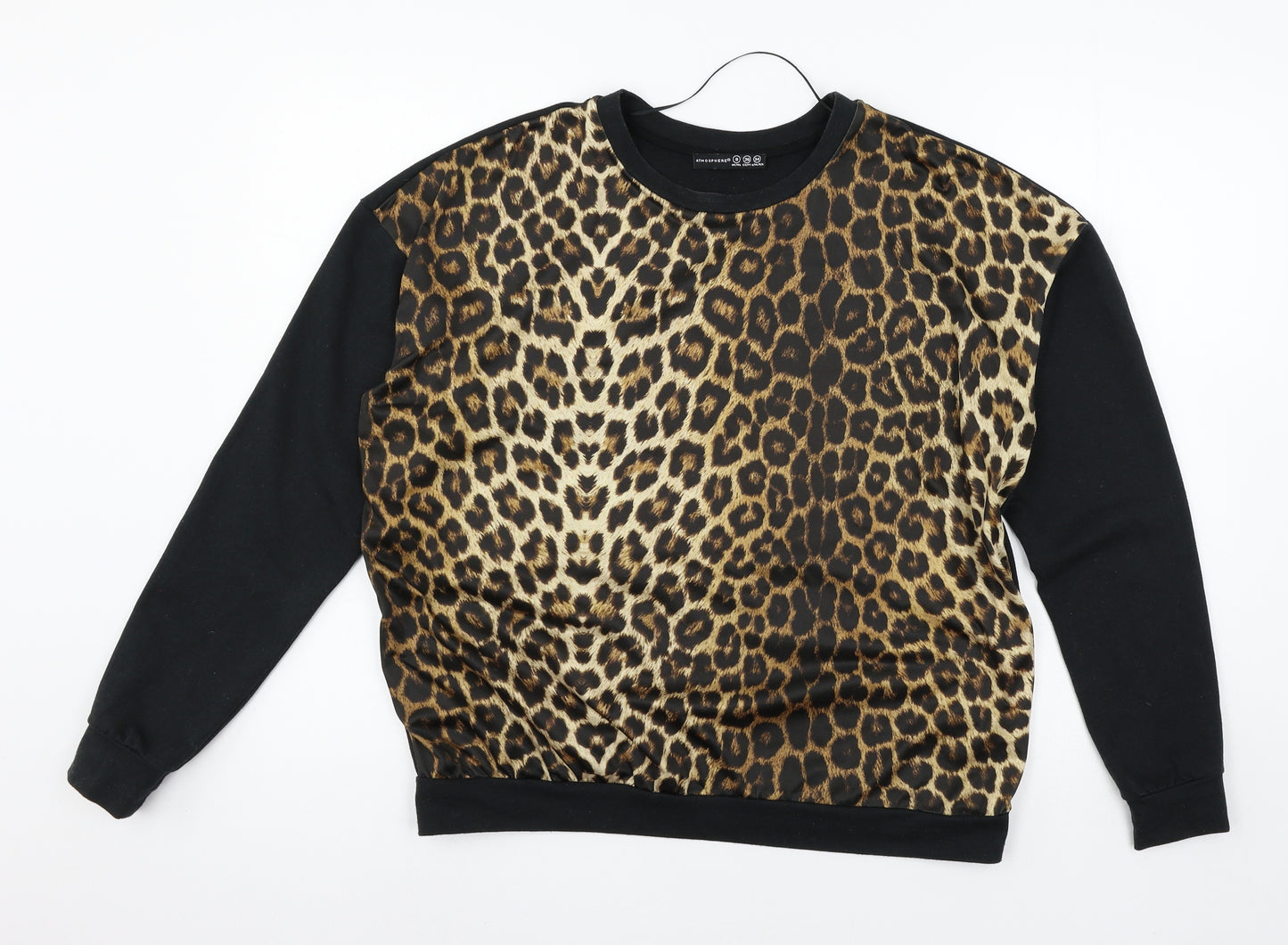 Atmosphere Womens Black Animal Print Jersey Basic T-Shirt Size 8