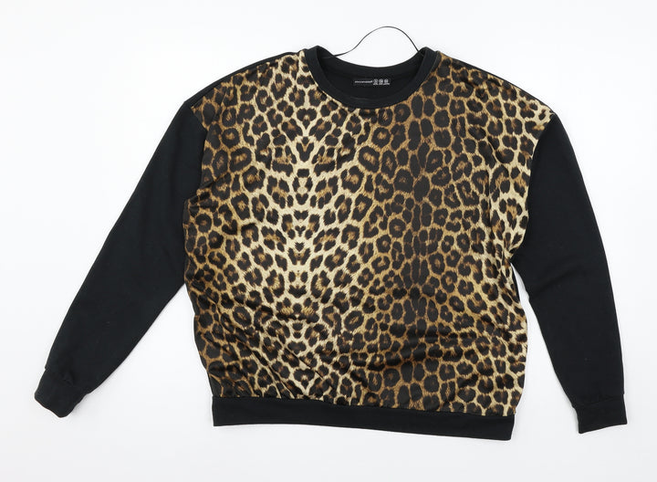 Atmosphere Womens Black Animal Print Jersey Basic T-Shirt Size 8
