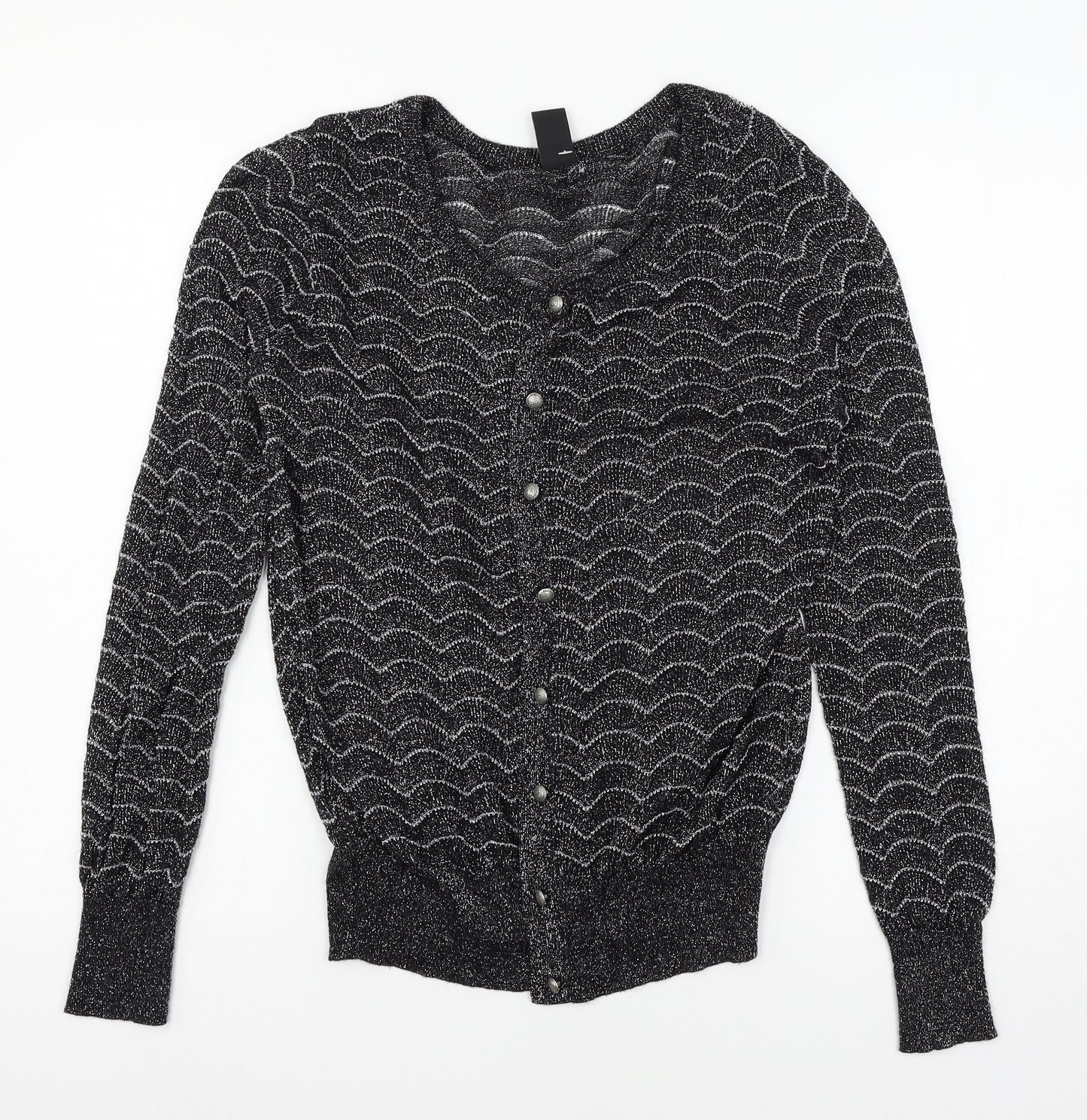 TU Womens Grey Striped Knit Cardigan Jumper Size 16