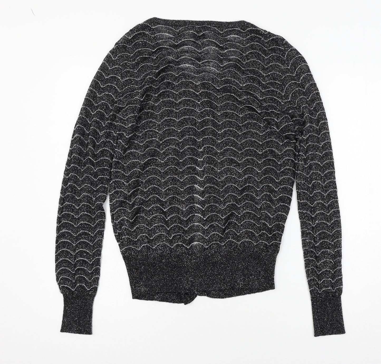 TU Womens Grey Striped Knit Cardigan Jumper Size 16