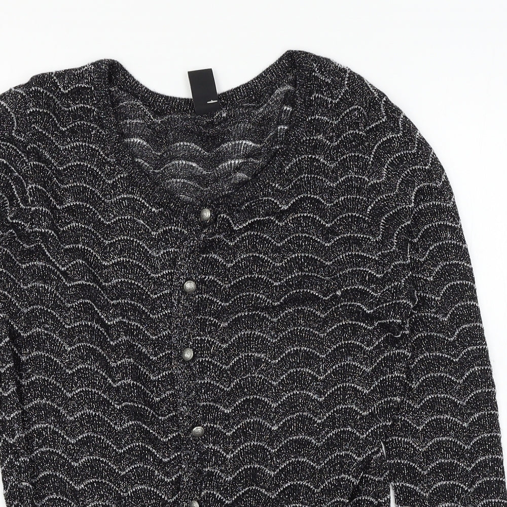 TU Womens Grey Striped Knit Cardigan Jumper Size 16