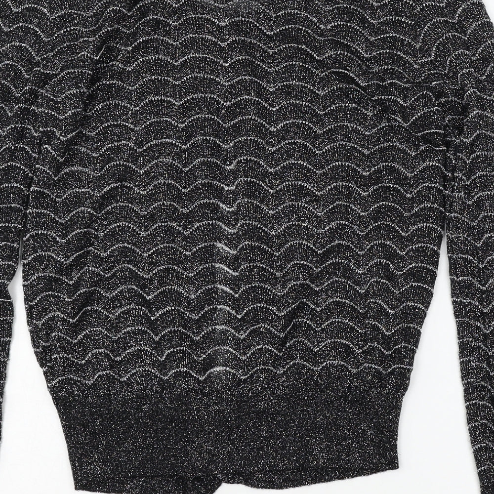 TU Womens Grey Striped Knit Cardigan Jumper Size 16