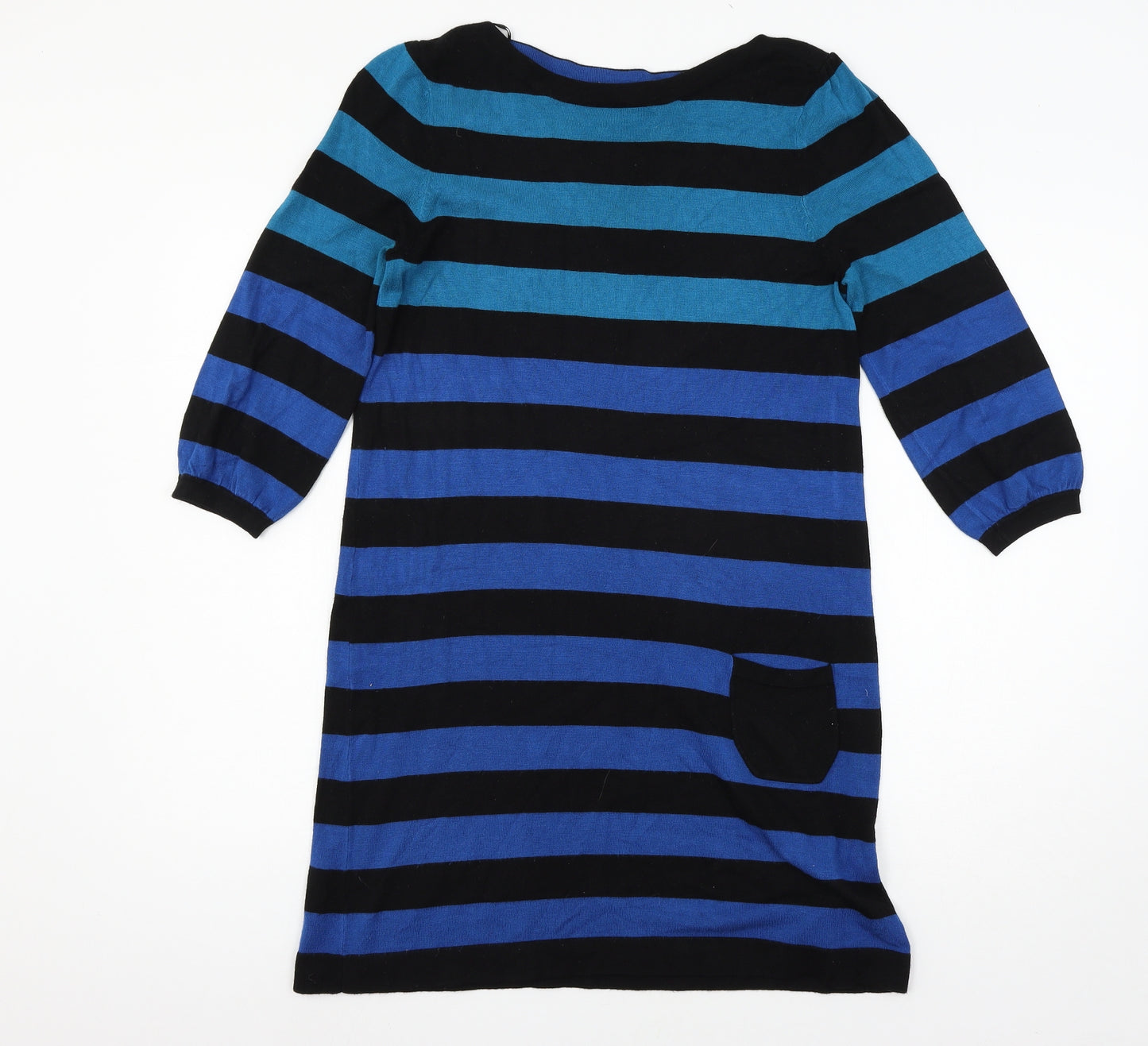 Marks and Spencer Womens Black Striped Knit Jumper Dress  Size 10