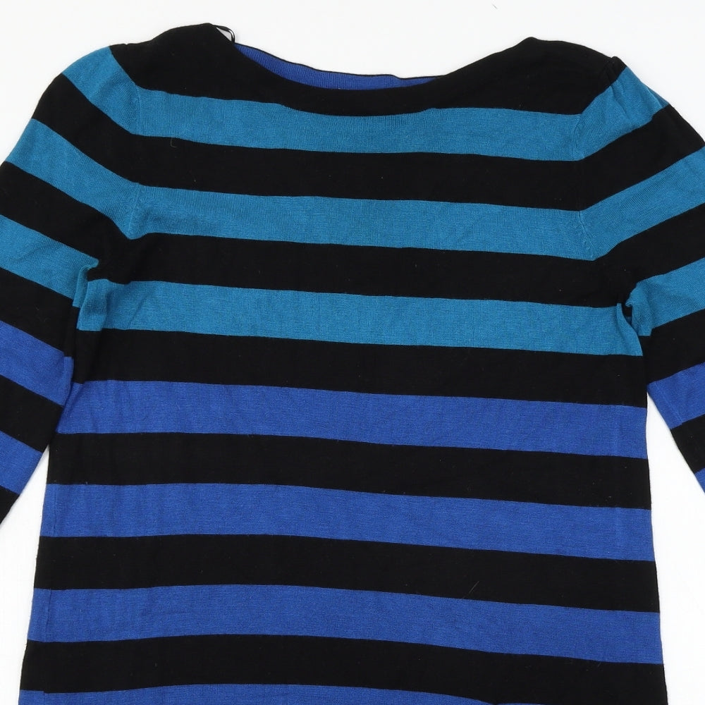 Marks and Spencer Womens Black Striped Knit Jumper Dress  Size 10