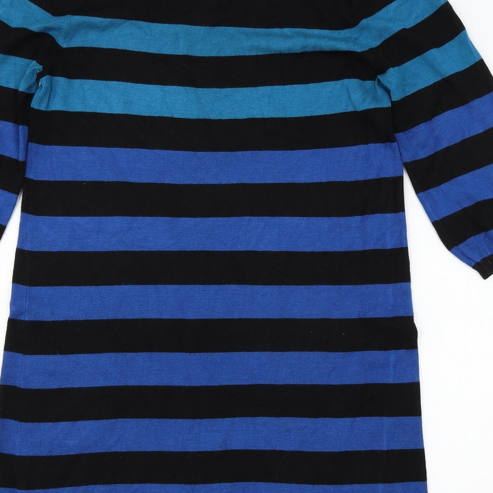 Marks and Spencer Womens Black Striped Knit Jumper Dress  Size 10