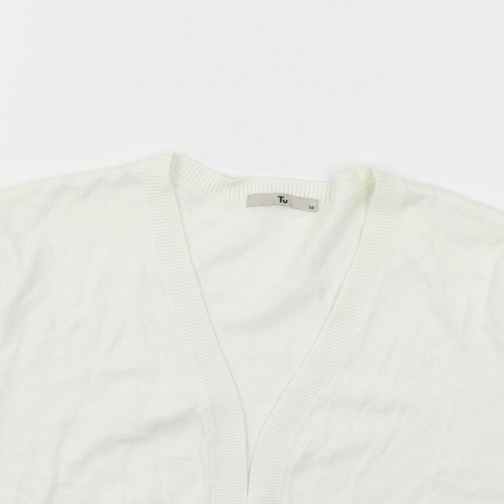 TU Womens White  Knit Cardigan Jumper Size 10