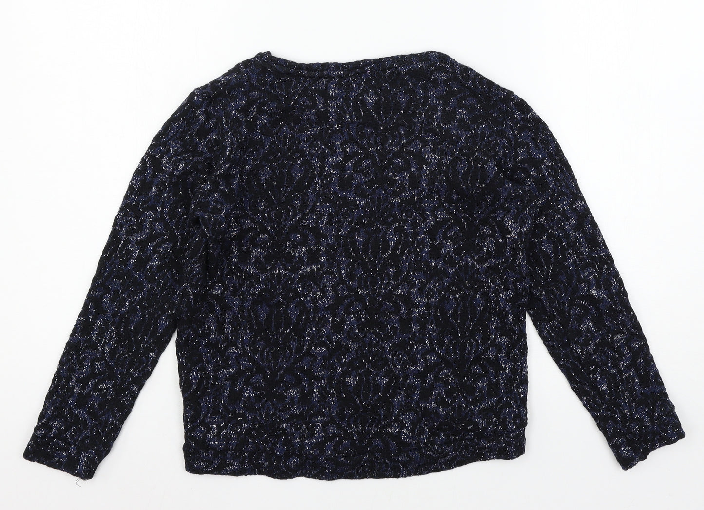 F&F Girls Blue Geometric Jersey Pullover Sweatshirt Size 10-11 Years