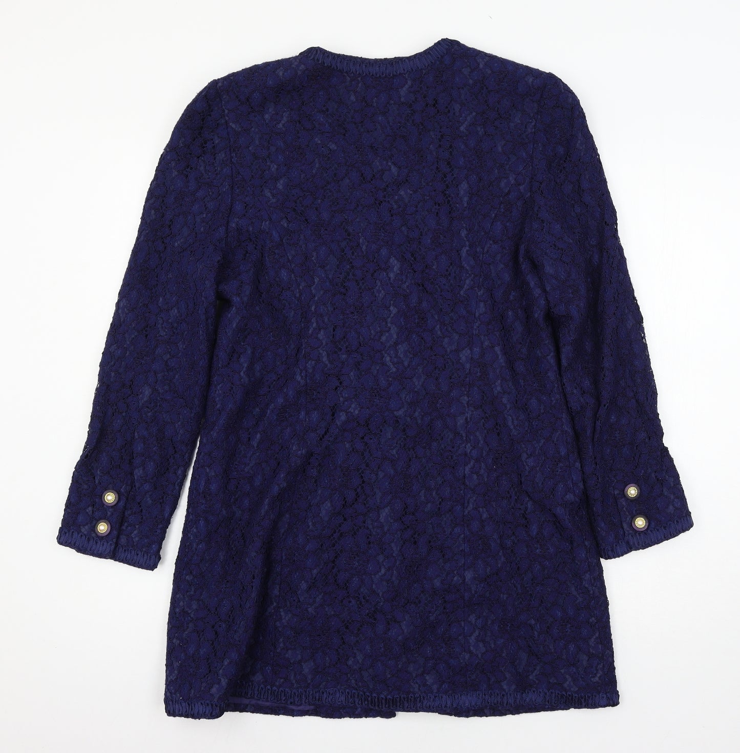 Frank Usher Womens Blue  Lace Jacket Blazer Size 14