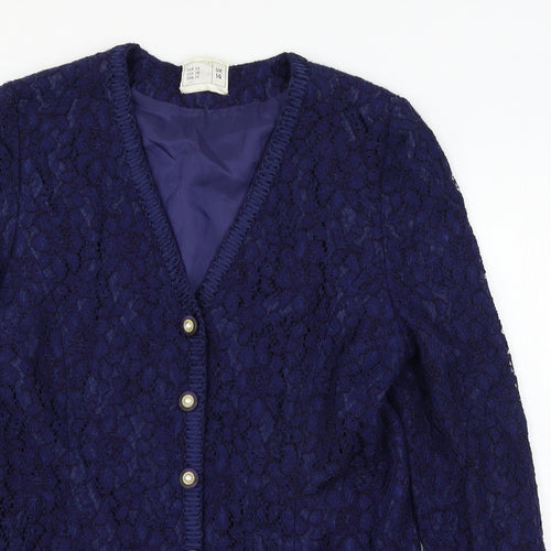 Frank Usher Womens Blue  Lace Jacket Blazer Size 14