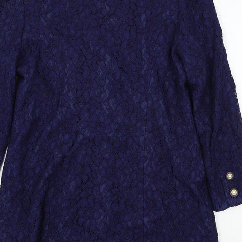 Frank Usher Womens Blue  Lace Jacket Blazer Size 14