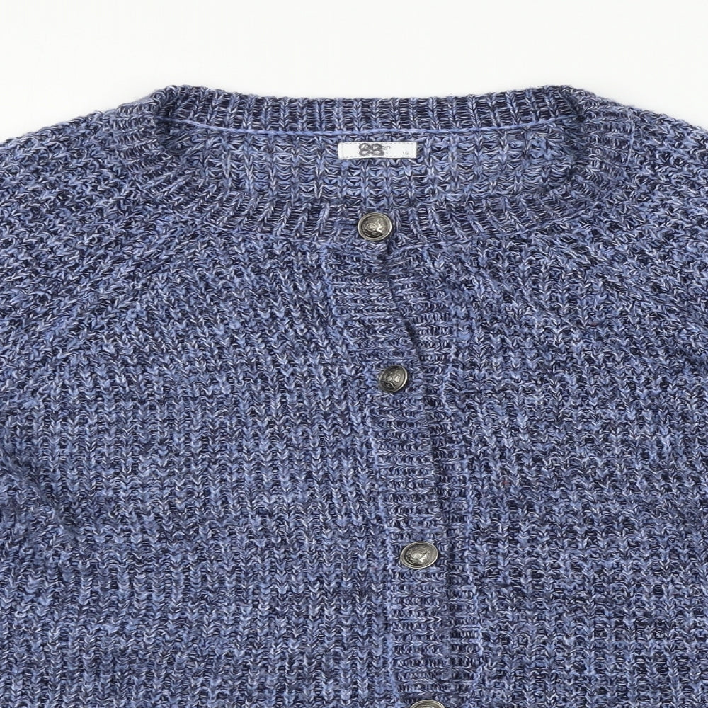 Cotton Traders Womens Blue  Knit Cardigan Jumper Size 16