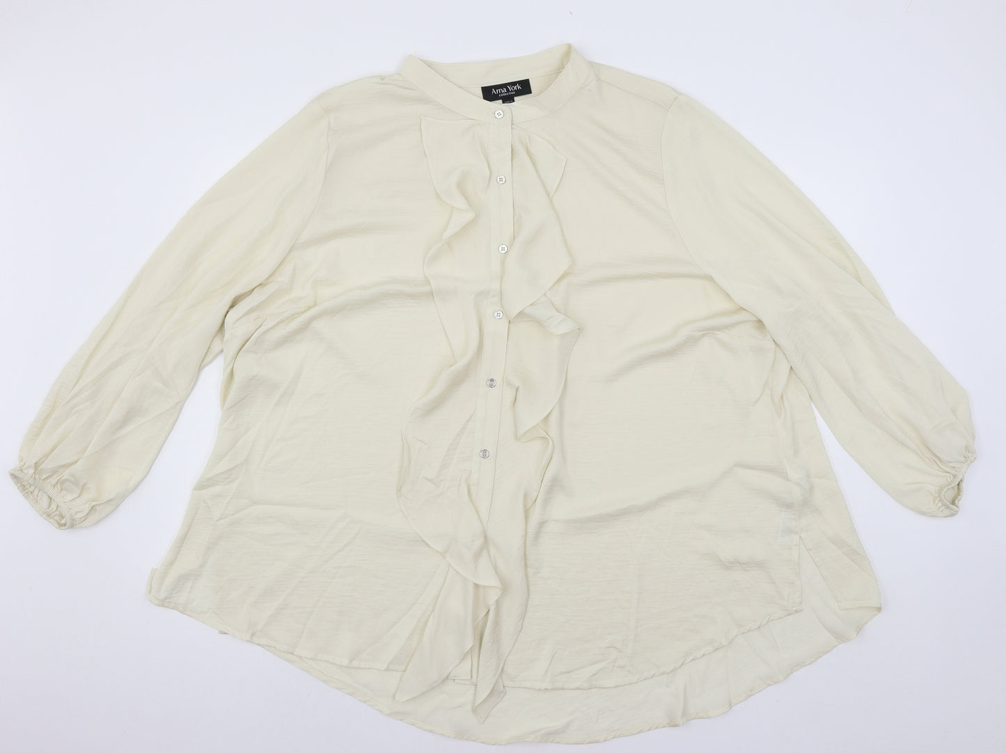 Arna York Womens Ivory   Basic Blouse Size 26