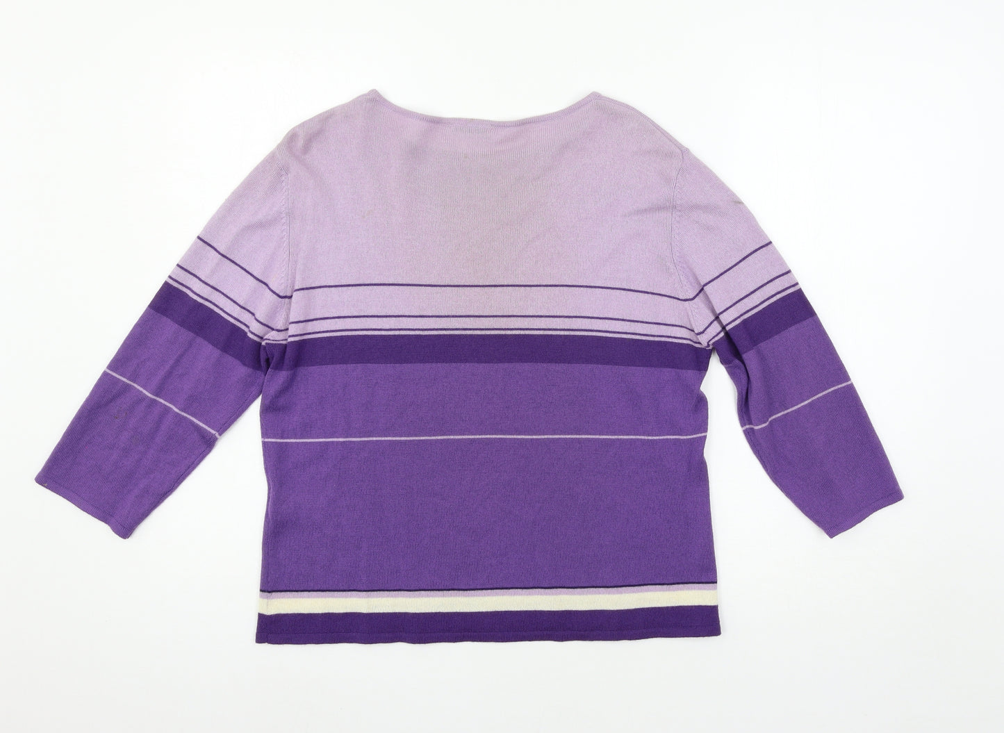 Planet Womens Purple Striped Knit Pullover Jumper Size L