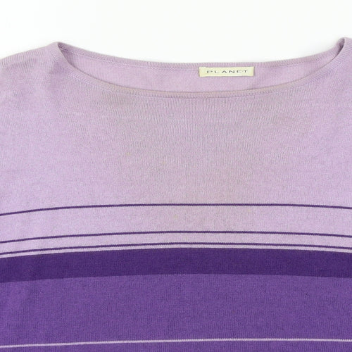 Planet Womens Purple Striped Knit Pullover Jumper Size L