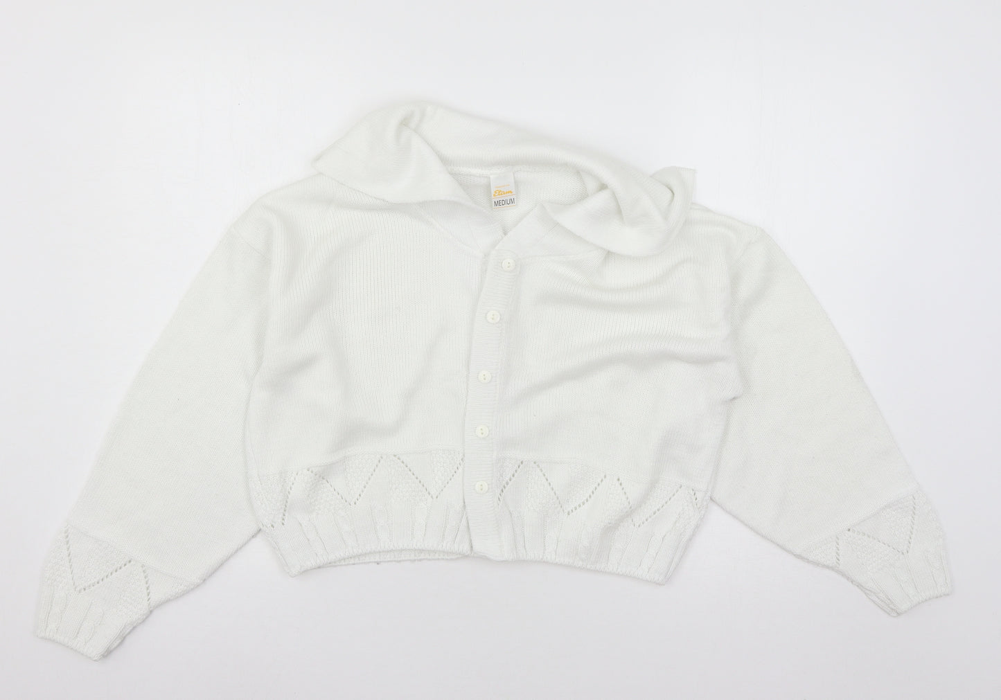 Etam Womens White  Knit Cardigan Jumper Size M