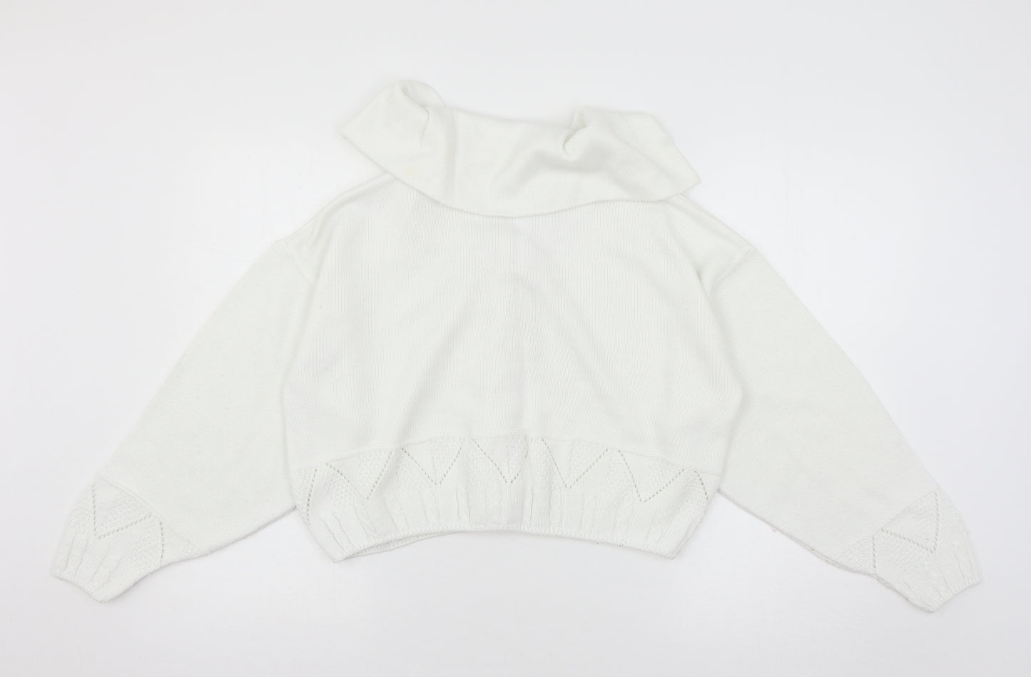 Etam Womens White  Knit Cardigan Jumper Size M