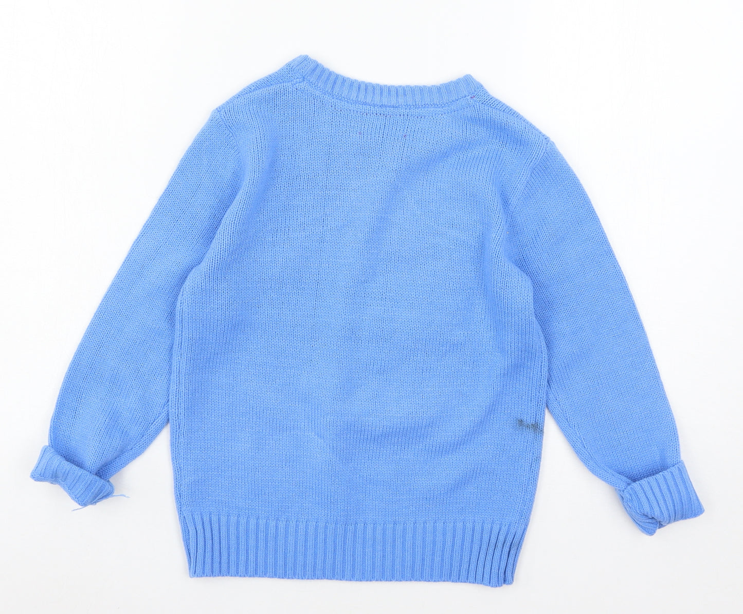 Festive Fun Boys Blue  Knit Pullover Jumper Size 7-8 Years  - Snowman