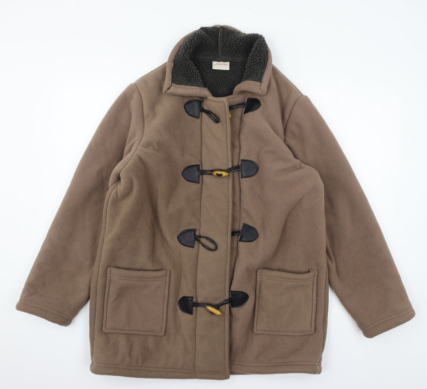 Amalina Womens Brown  Fleece Parka Coat Size 12