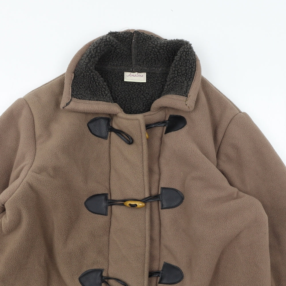 Amalina Womens Brown  Fleece Parka Coat Size 12