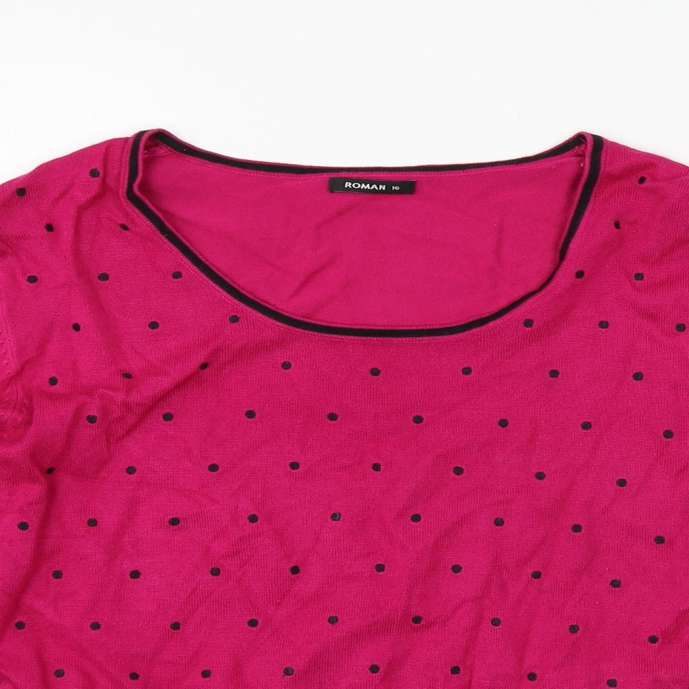 Rman Womens Pink Polka Dot Knit Pullover Jumper Size 16