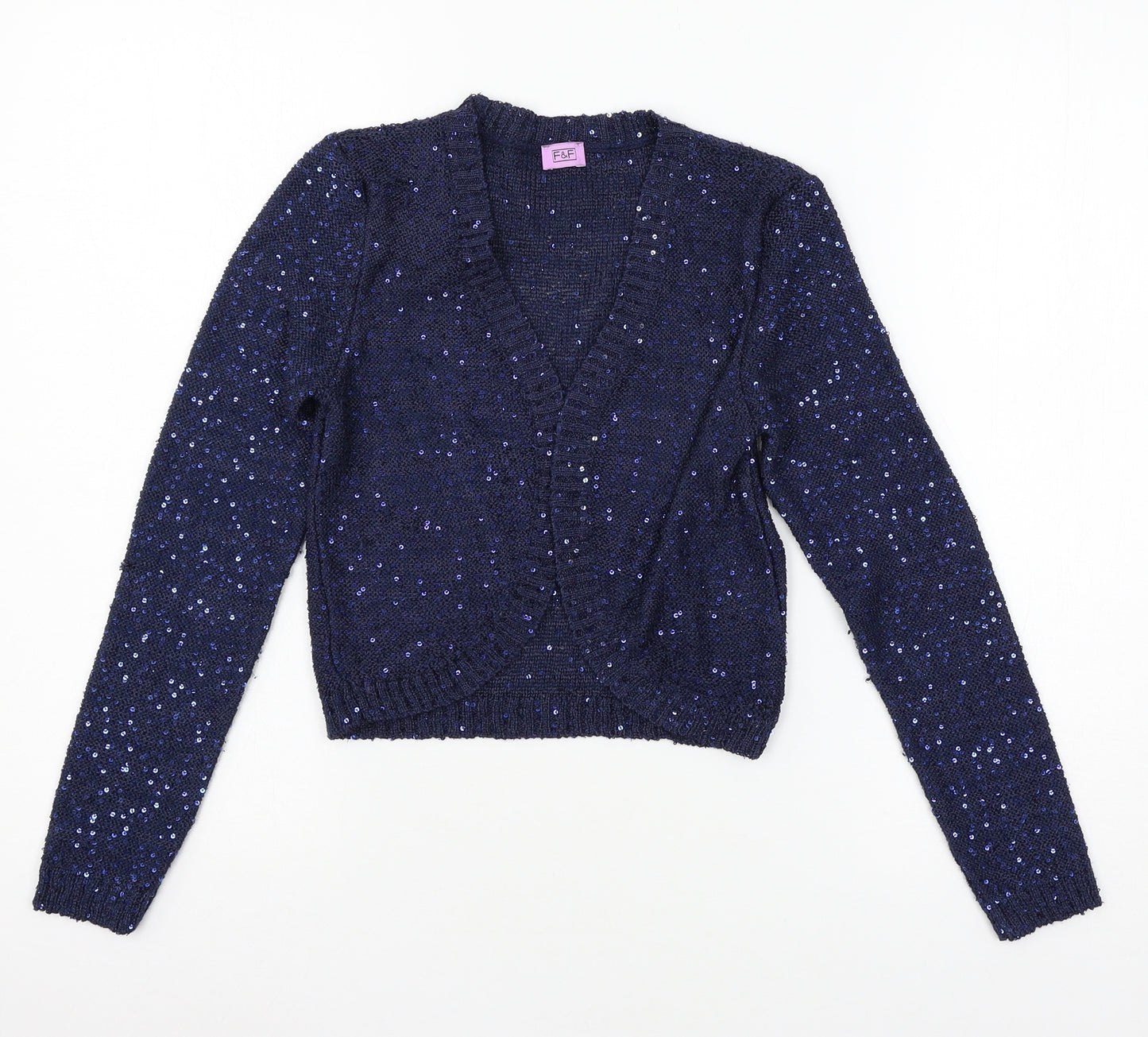 F&F Girls Blue  Knit Cardigan Jumper Size 10-11 Years