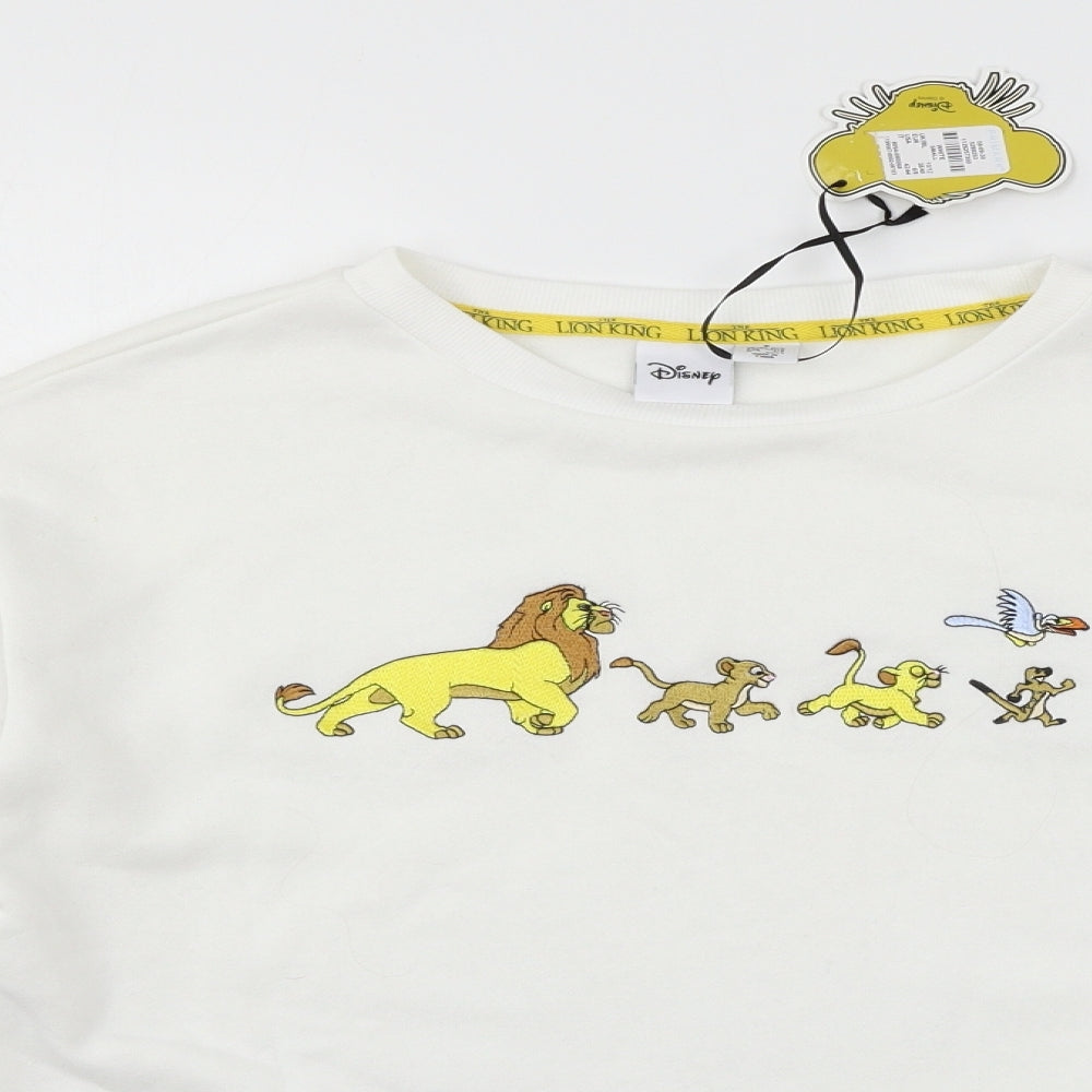 Disney Womens White  Jersey Pullover Sweatshirt Size 10  - Lion King