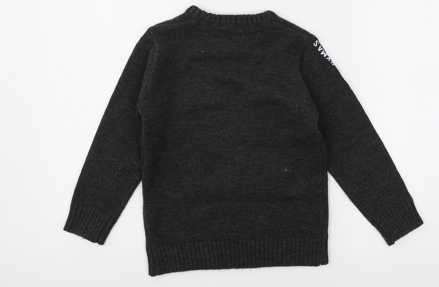 George Boys Grey  Knit Pullover Jumper Size 5-6 Years  - Reindeer