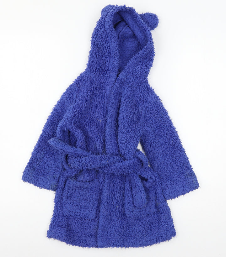 Dunelm Boys Blue Solid Microfibre Robe Size 3-4 Years