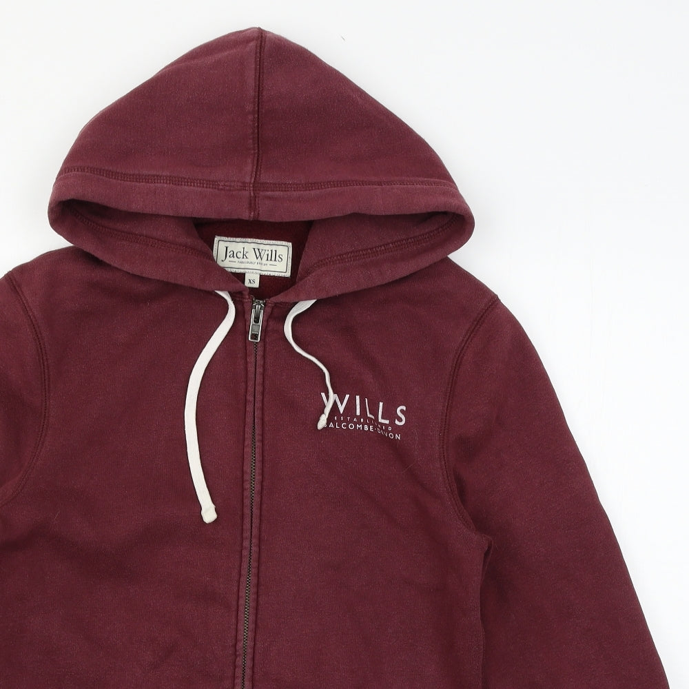 Jack Wills Womens Purple  Jersey Full Zip Hoodie Size XS