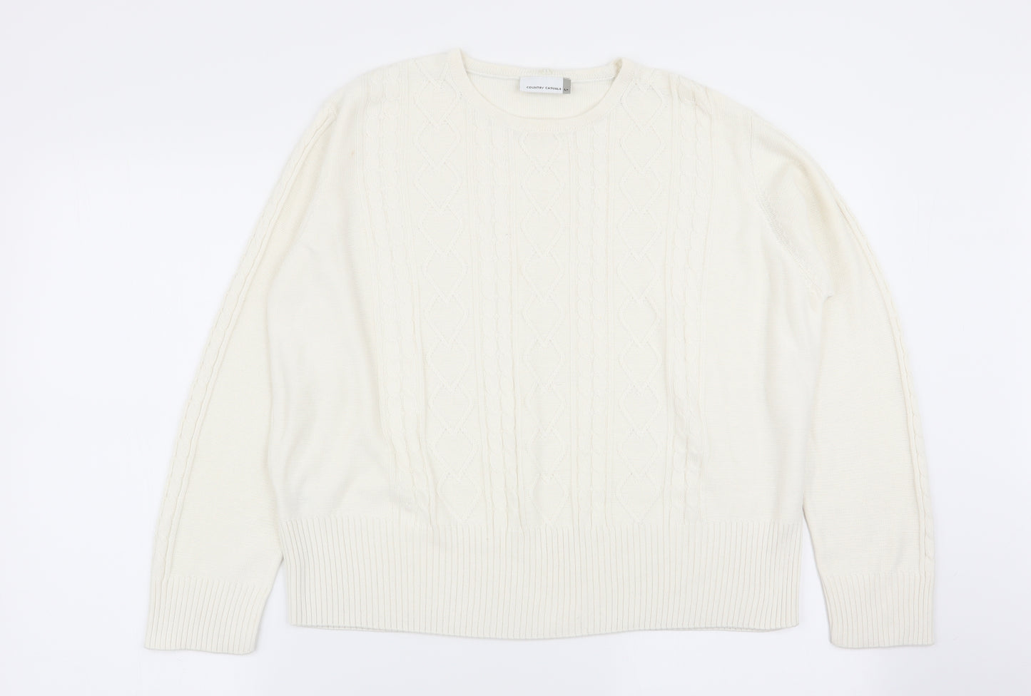 Country Casuals Womens White Geometric  Pullover Jumper Size L