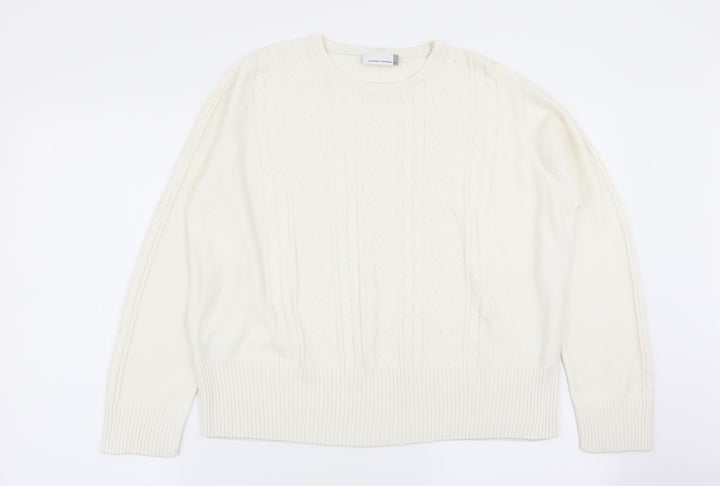 Country Casuals Womens White Geometric  Pullover Jumper Size L